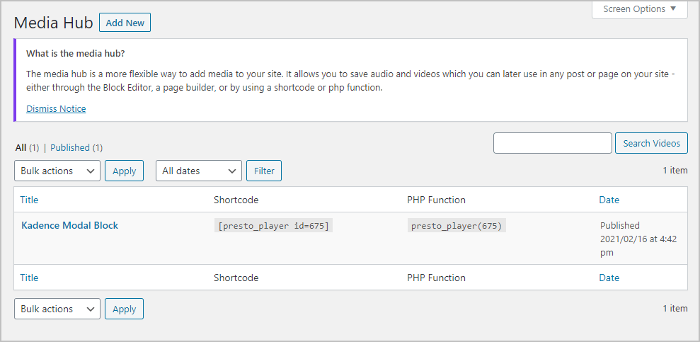 video added to media hub