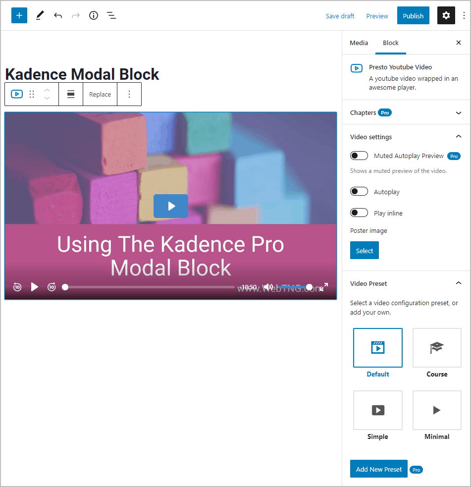 video settings for the hub