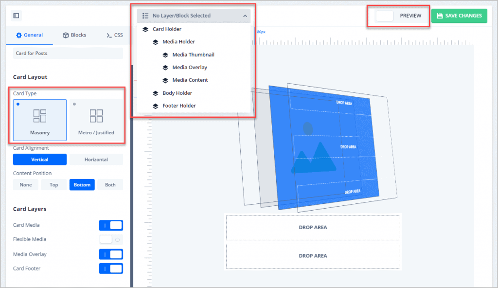 card builder general options