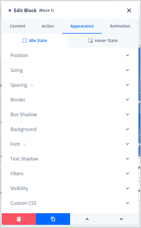edit block appearance