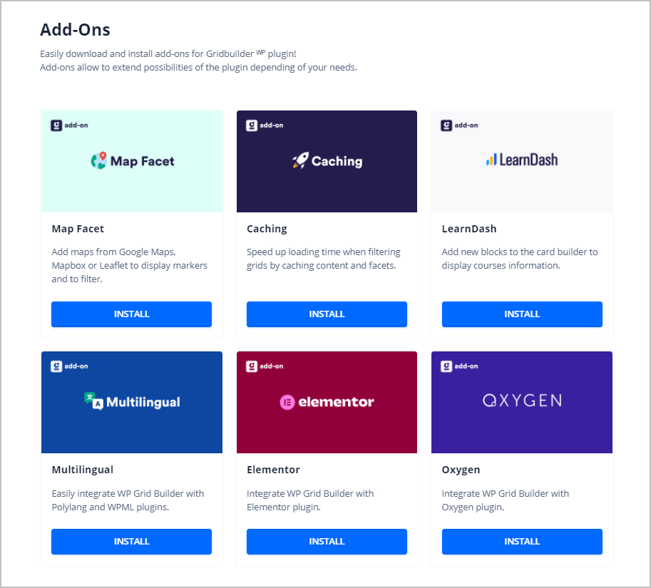 gridbuilderwp addon screen