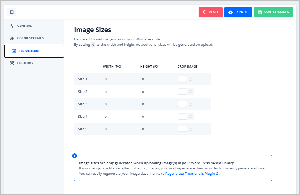 gridbuilderwp image size settings