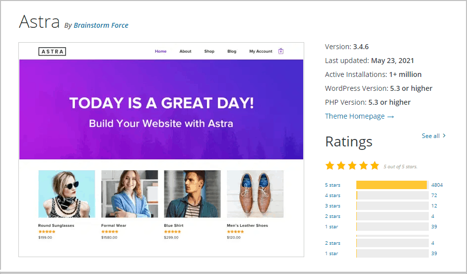 astra theme
