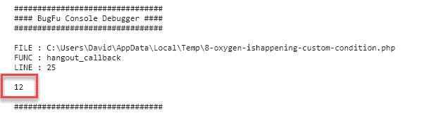 bugfu output in chrome console