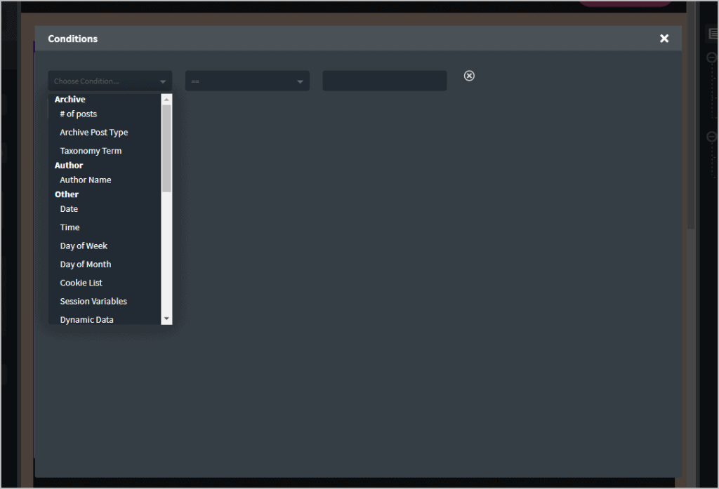 condition drop down