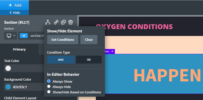 first conditions screen