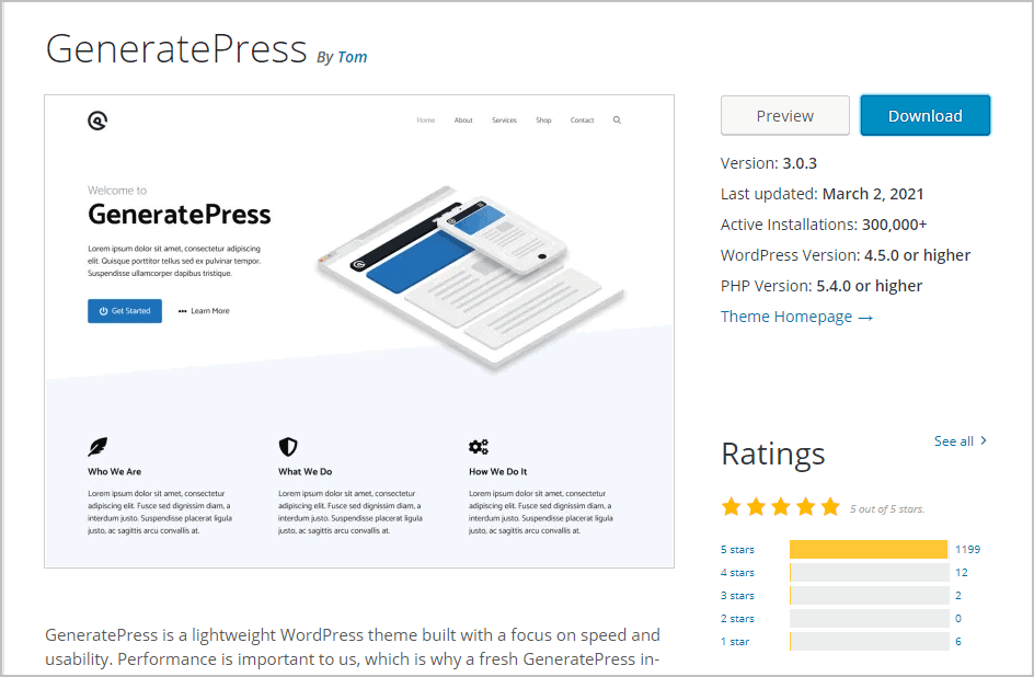 generatepress on wordpress org