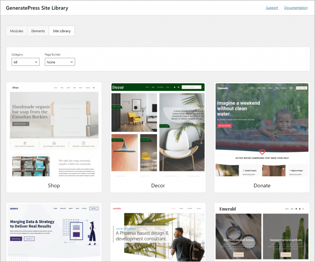 generatepress site library