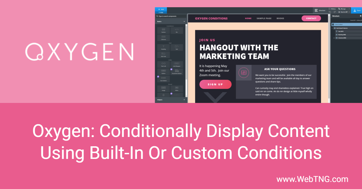 oxygen conditional display features