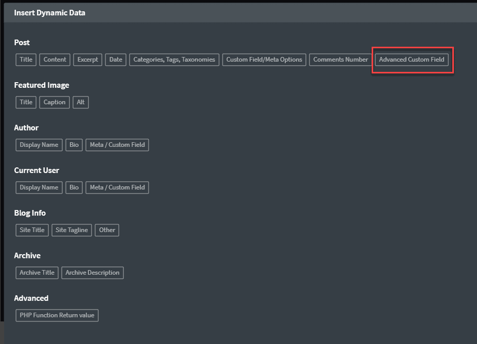 picking acf option