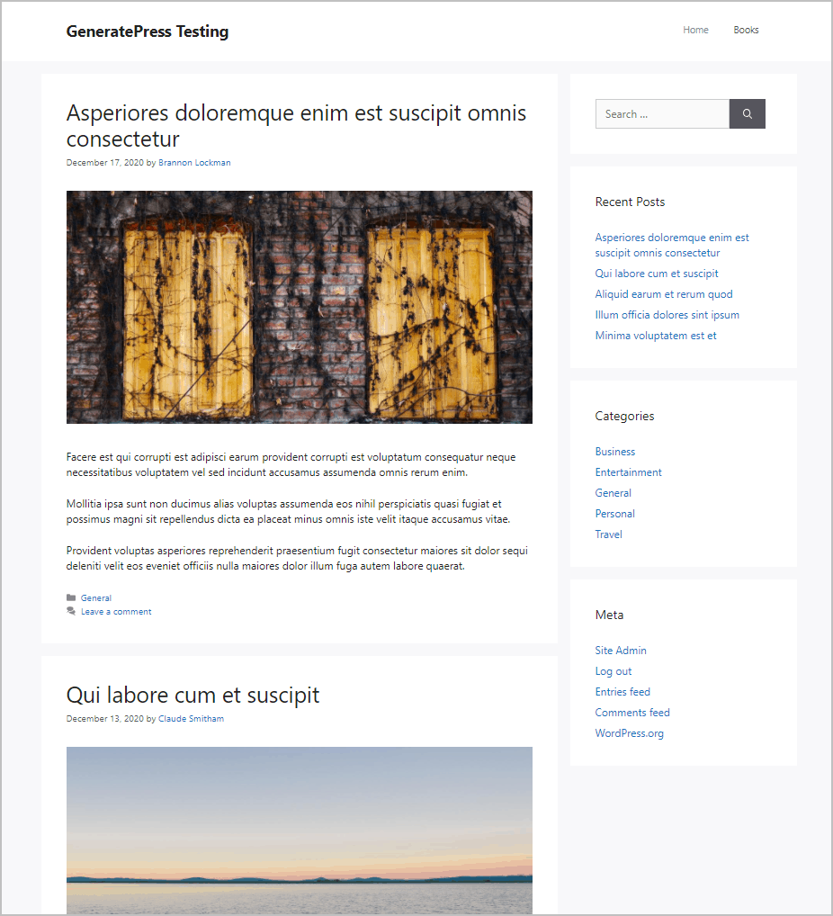 test site home page