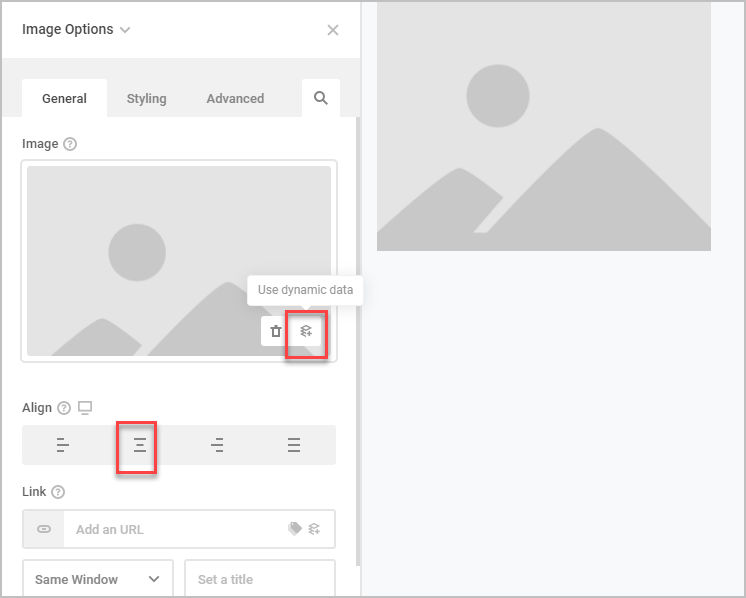 image general options