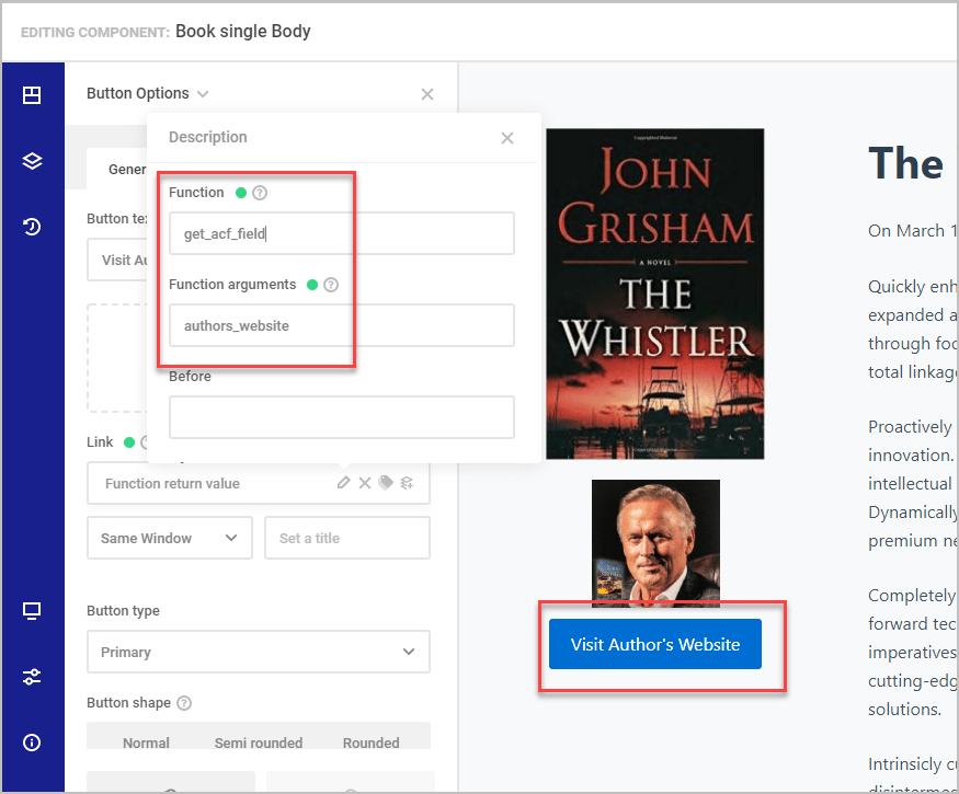 adding button with link to author's website