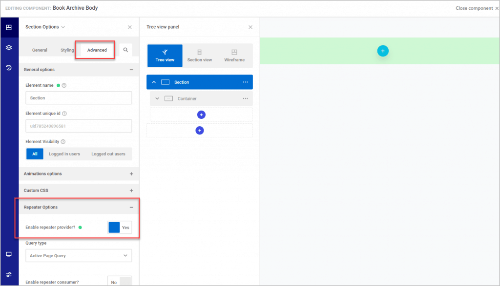 setting the repeater options