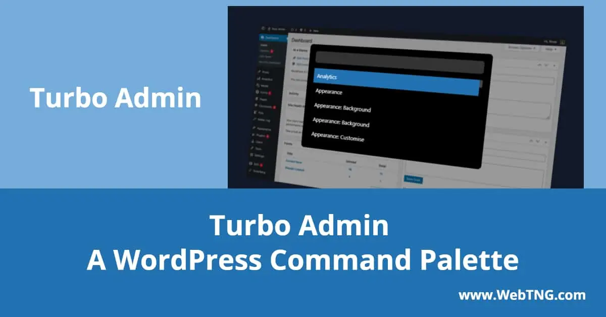 turbo admin a wordpress command palette