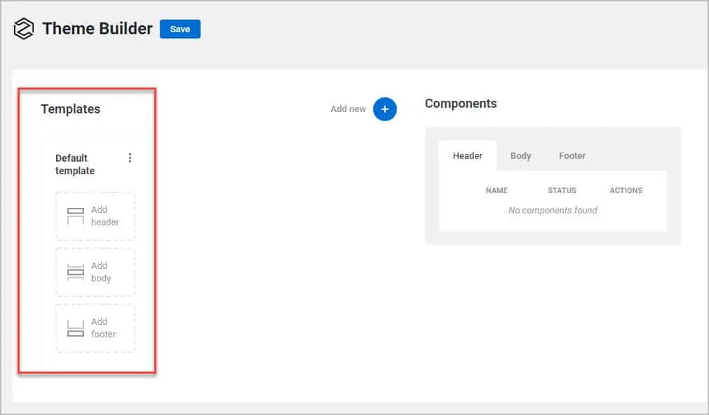 zion builder theme builder admin screen
