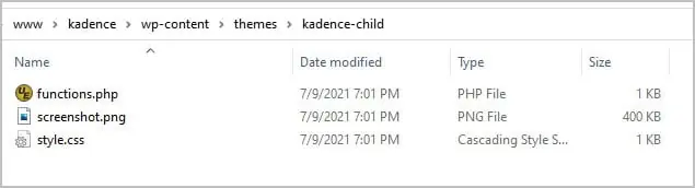 child theme directory