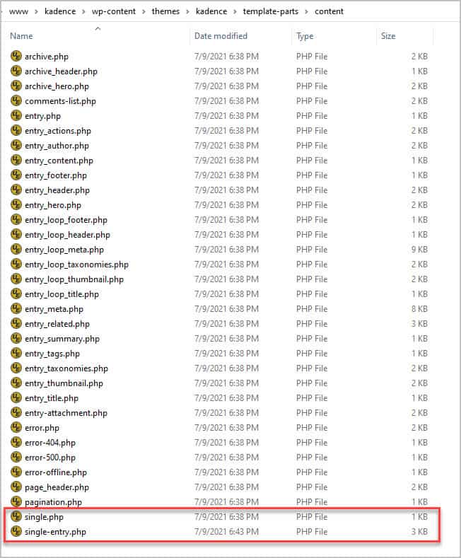 content sub directory