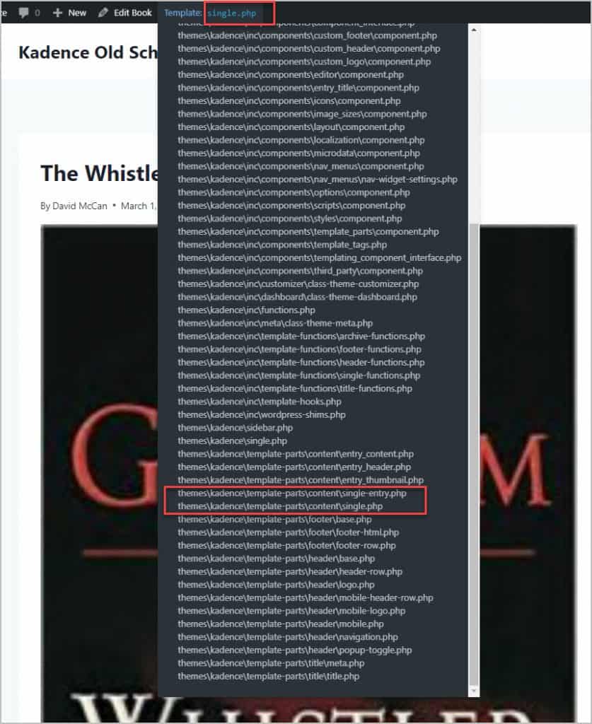 includes in rendering book single