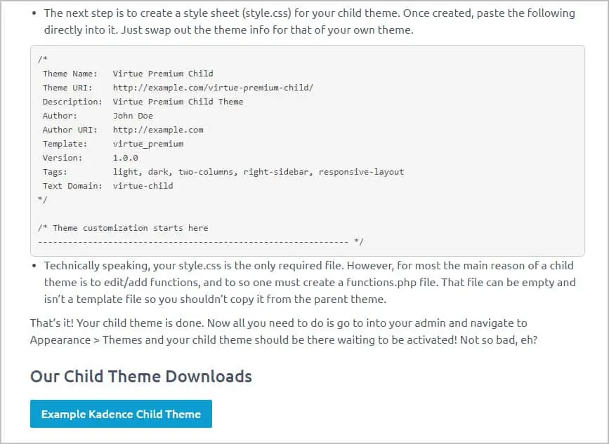 kadence child theme download