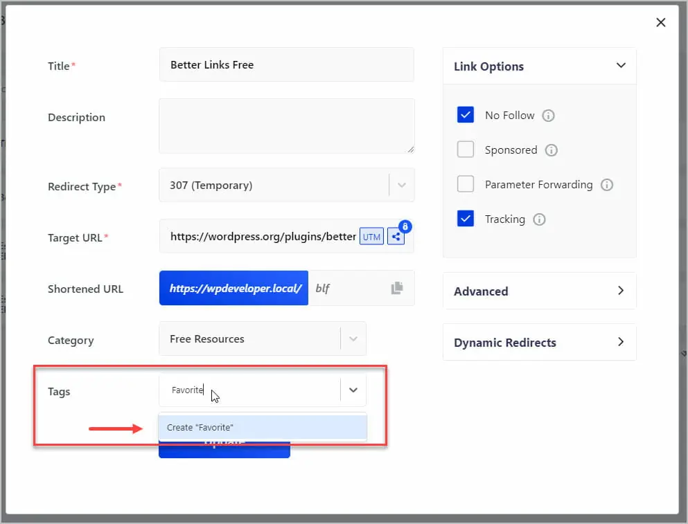 create new tag on the fly