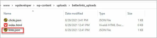 links json file