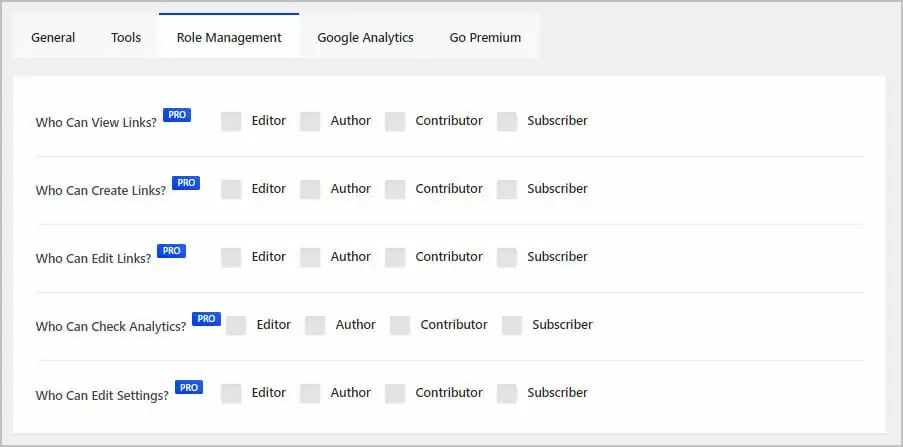 role management tab