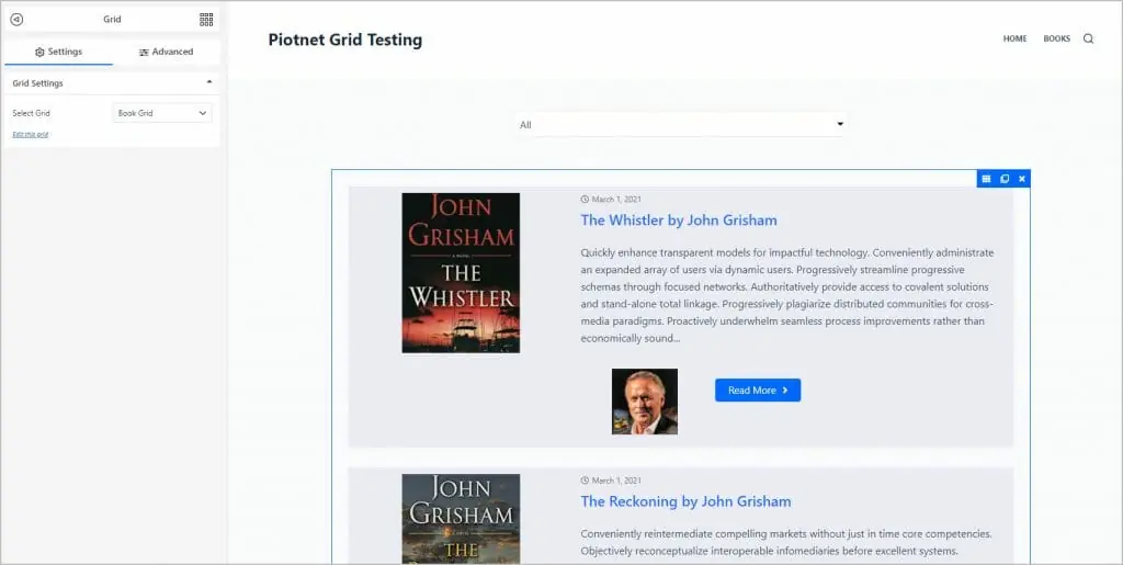 book grid added to book archive