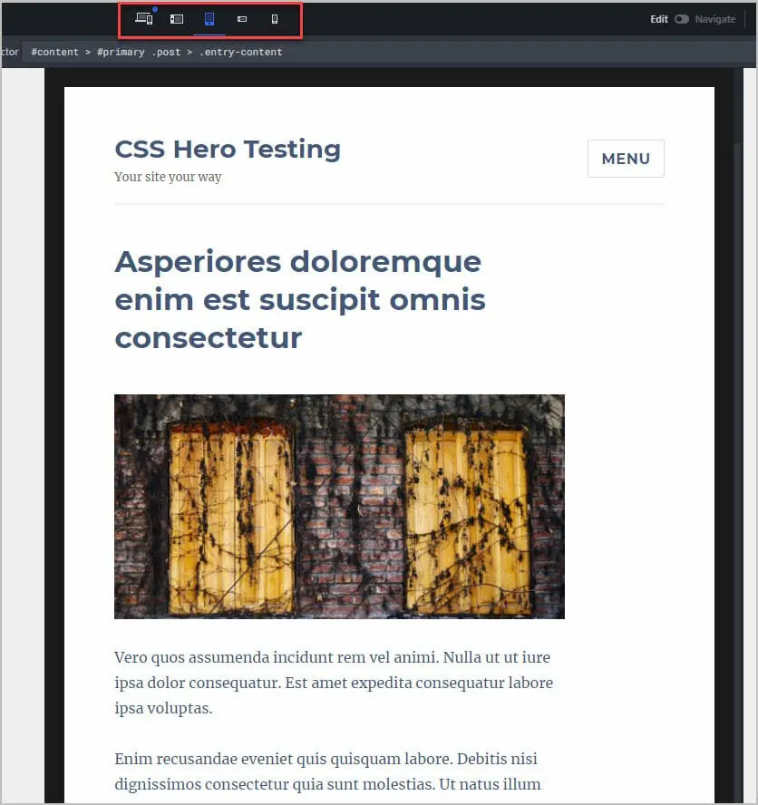 check home page on different device sizes