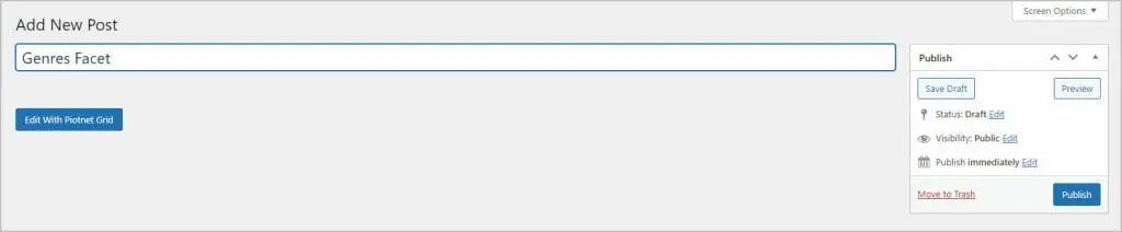create new facet for genres