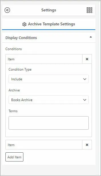 display conditions book archive