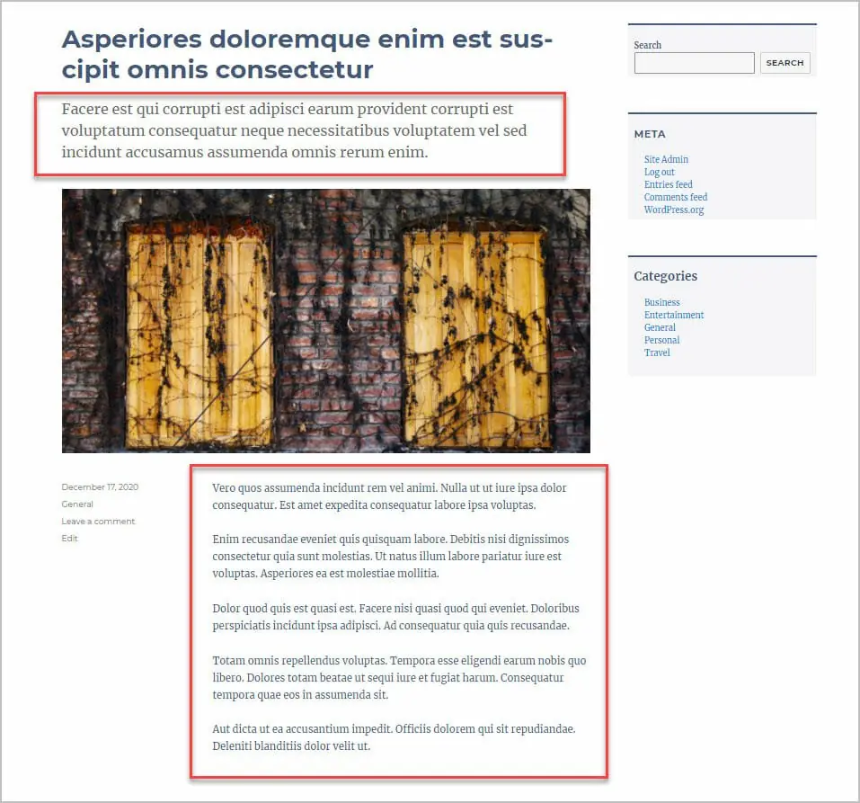 excerpt and full content showing