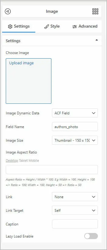 image settings for authors photo