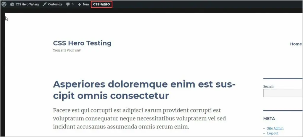 link on admin top bar