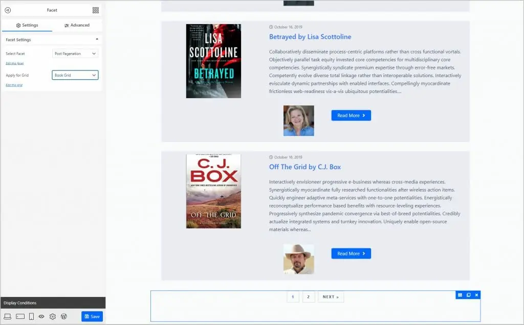 post pagination facet added to book archive