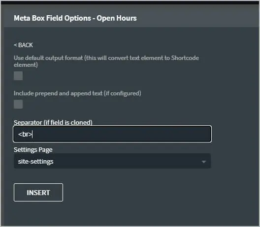 adding the open hours with a br separator