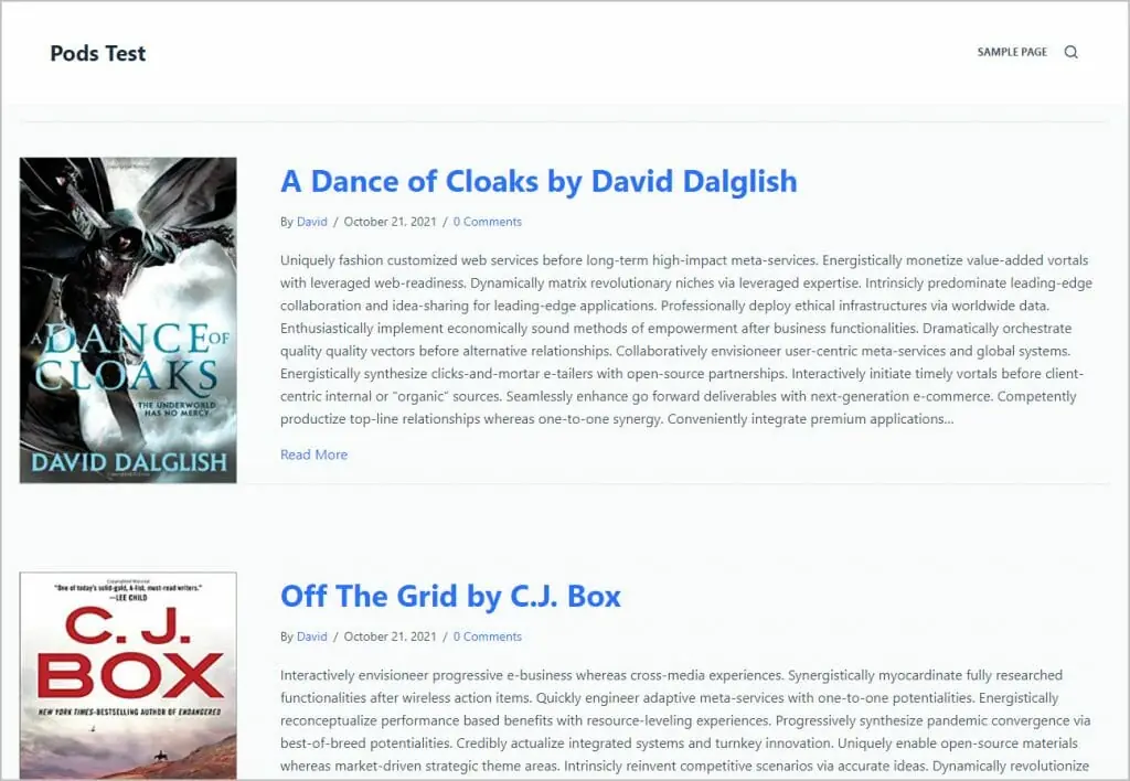 book archive on frontend