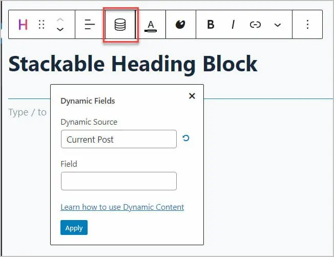 dynamic fields interface