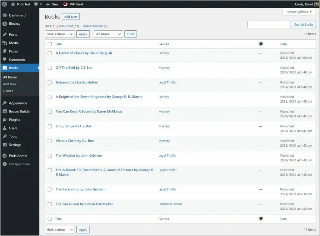 list of book records