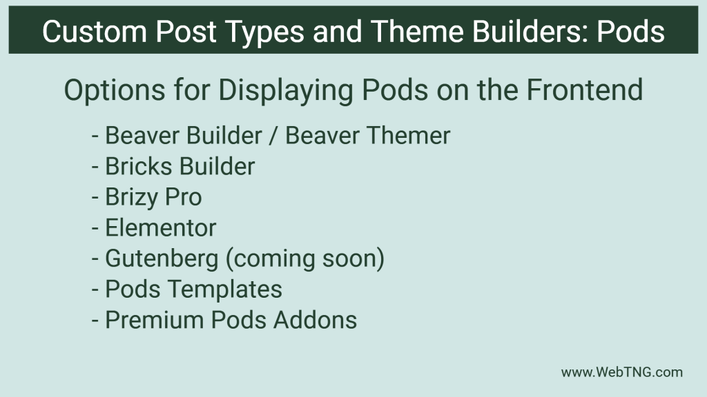 pods display options