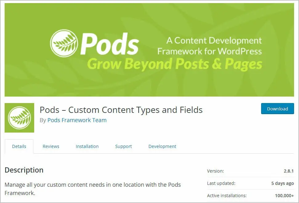 pods wordpress org