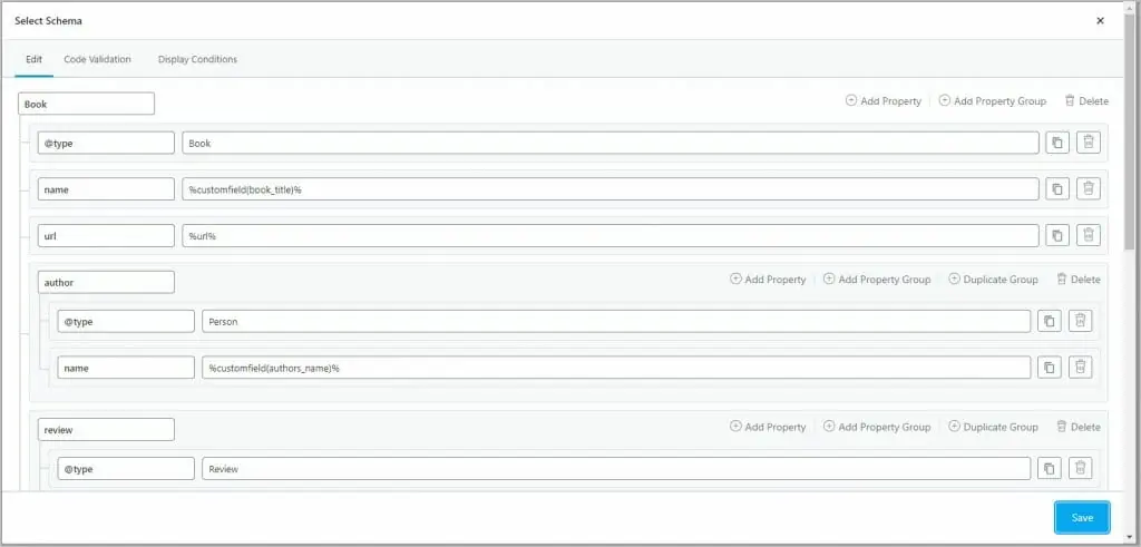 rankmath schema in editor