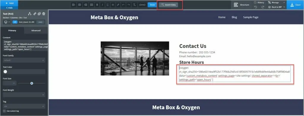 text field element with dynamic data