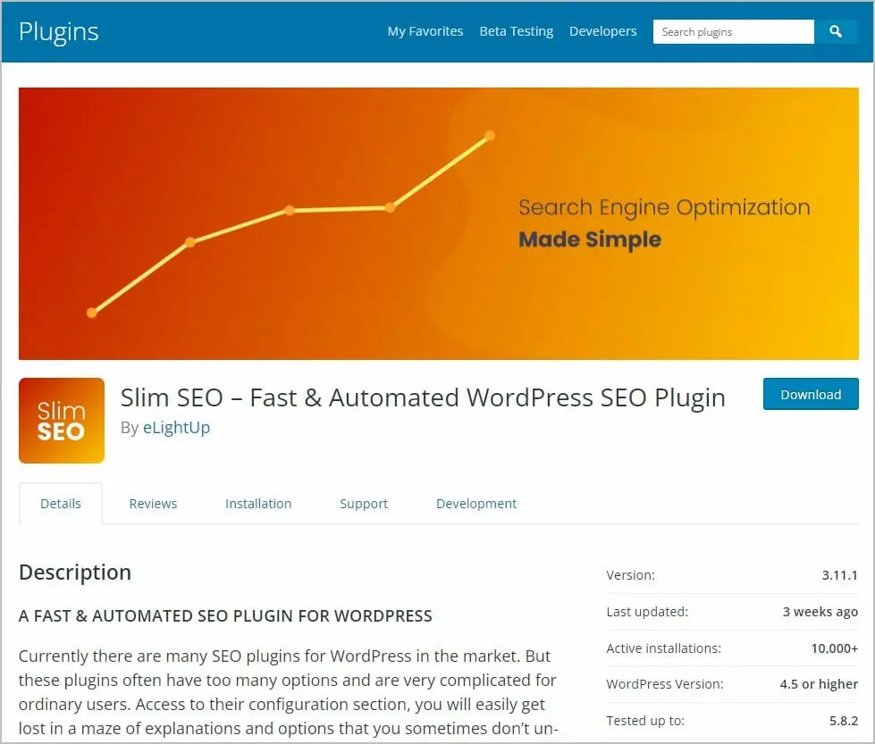 slim seo on wordpress org