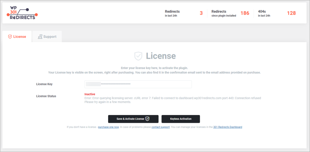 wp 301 redirects inactive