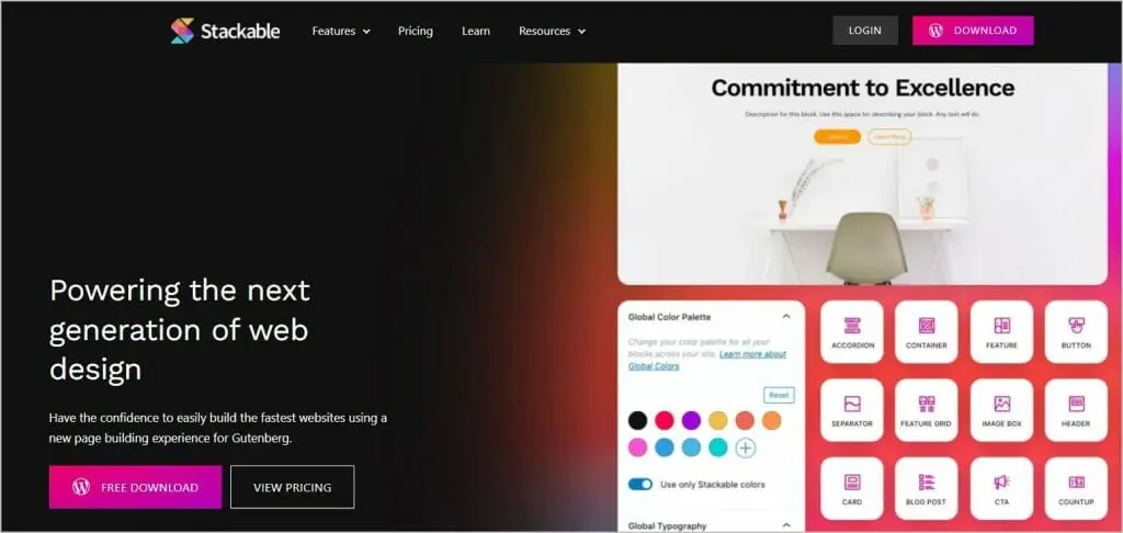 stackable website