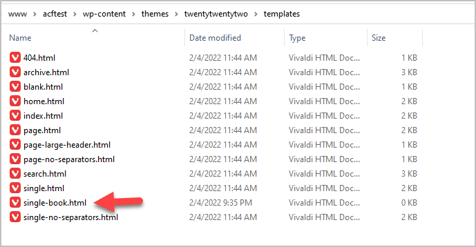 created an empty html template for the book single