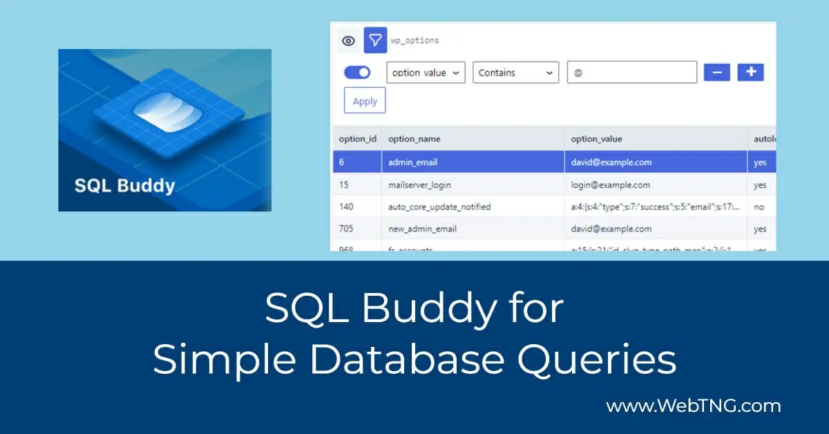 SQL Buddy for Simple Database Queries - WebTNG