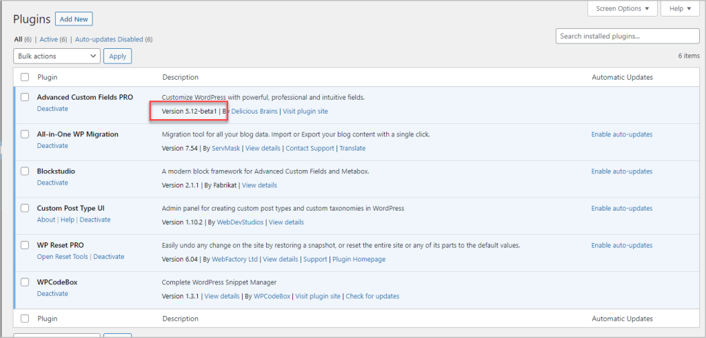 switch to the beta version of acf pro