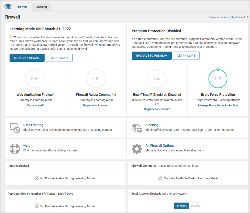 wordfence firewall settings